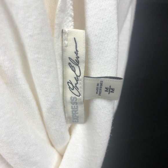 Express One Eleven Long Sleeve Faux Wrap Back Top in Off White Size Medium - Picture 5 of 7